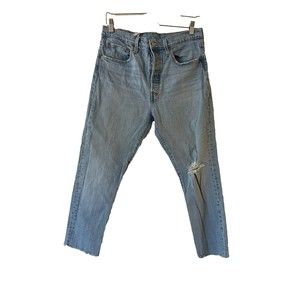 Levis 501S Womens BIG E Skinny Jeans W31 L28 High Rise Distressed Frayed Raw Hem